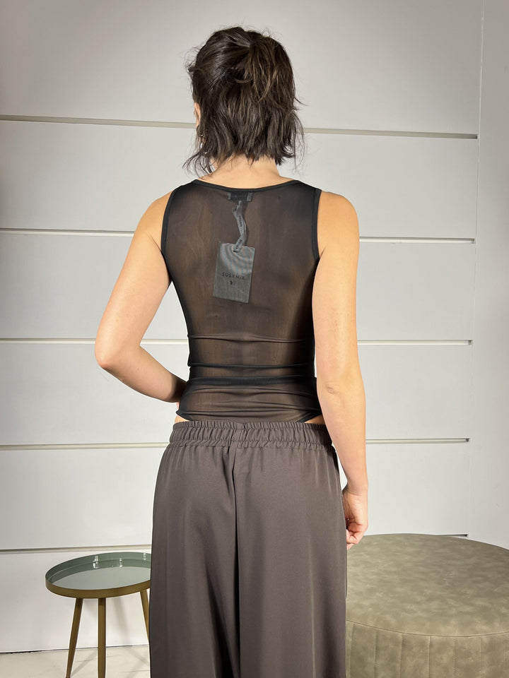 body in tulle scollo a v nero S0053NERO SUSY MIX