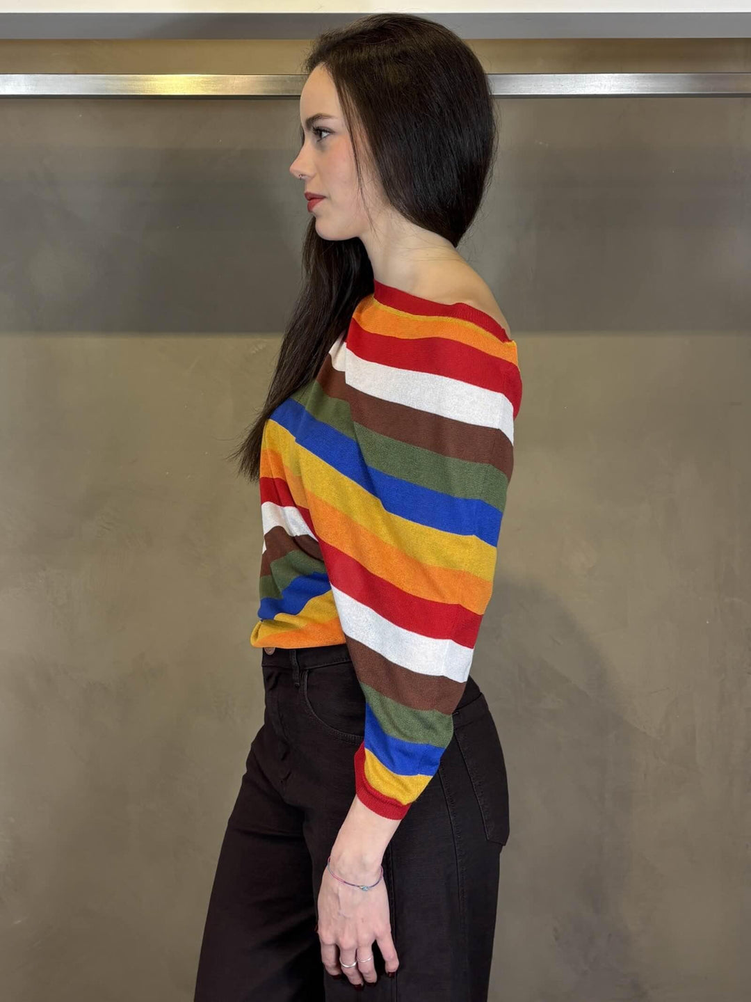 maglia asimmetrica a righe colorate MAUL5060 CARLA G. MAGLIE