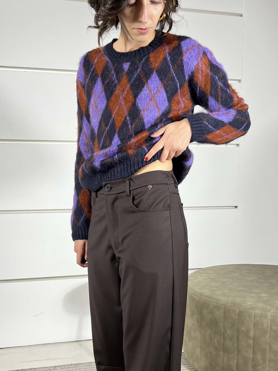 pantalone ovetto moro V01A0725MORO PHILIA LOFT