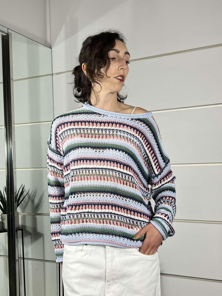 maglione a righe blu 41343STRIPED BLU FEMME SELECTION