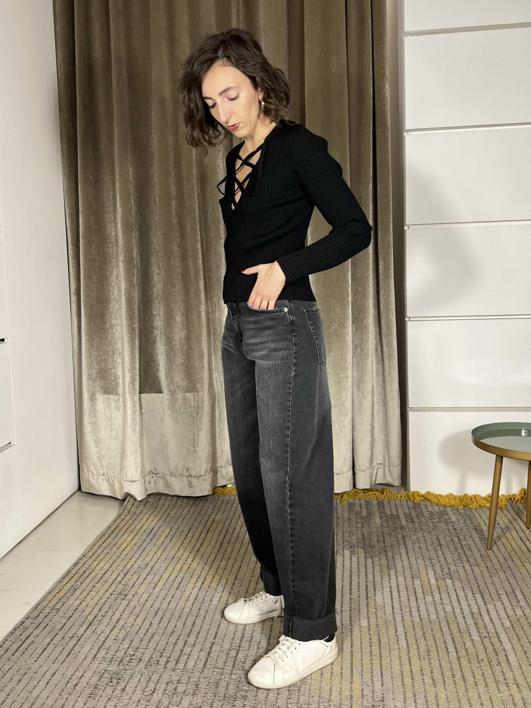 jeans egg fit nero ZORA-657PBLACK TENSIONE IN