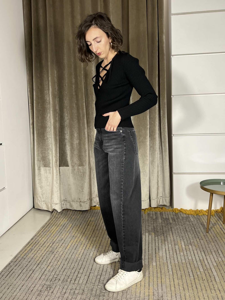 jeans egg fit nero ZORA-657PBLACK TENSIONE IN