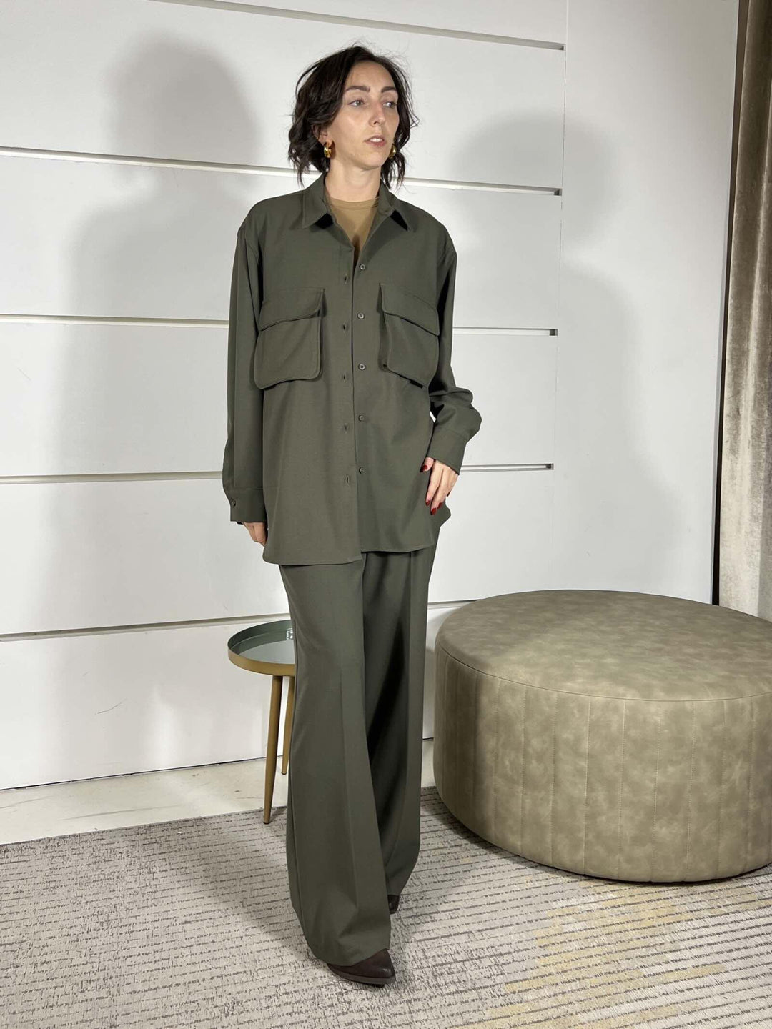 camicia over con tasche a patta verde militare 26C1023MILITARE TENSIONE IN
