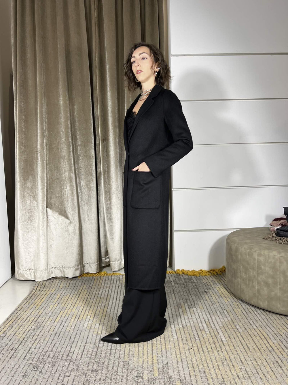 cappotto lungo nero monopetto TF0002NERO VICOLO