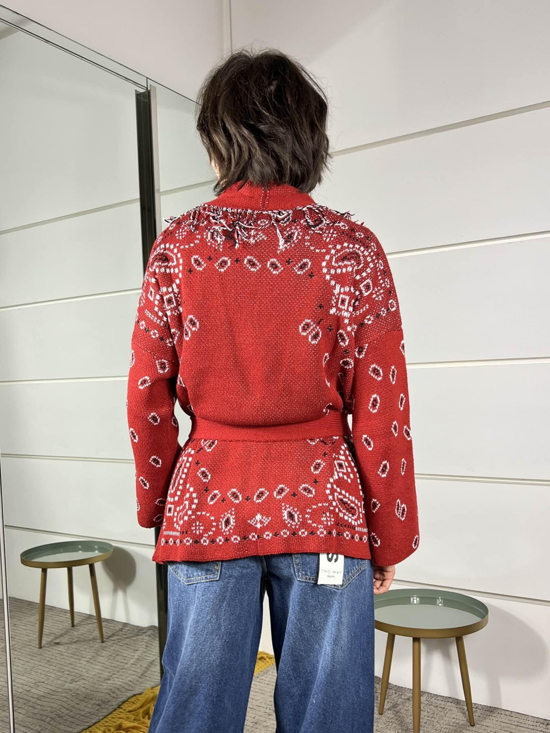 cardigan stampa bandana rosso WCAR26SA504ROSSO TWO WAY