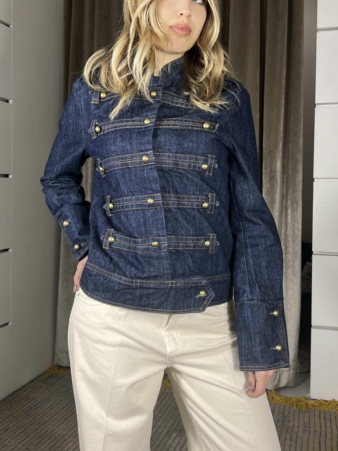 giubbotto military in denim CP727BLU TENSIONE IN