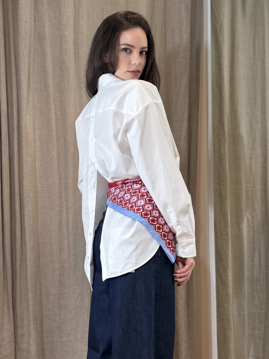 camicia bianca over in cotone con bottoni sul retro EDERE001 iBLUES