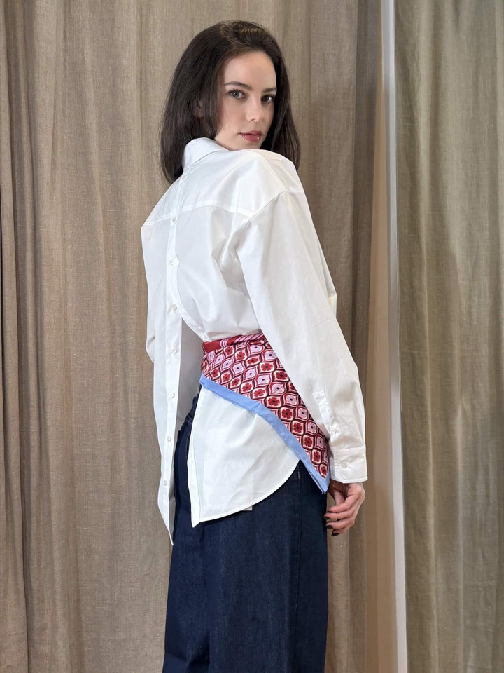 camicia bianca over in cotone con bottoni sul retro EDERE001 iBLUES