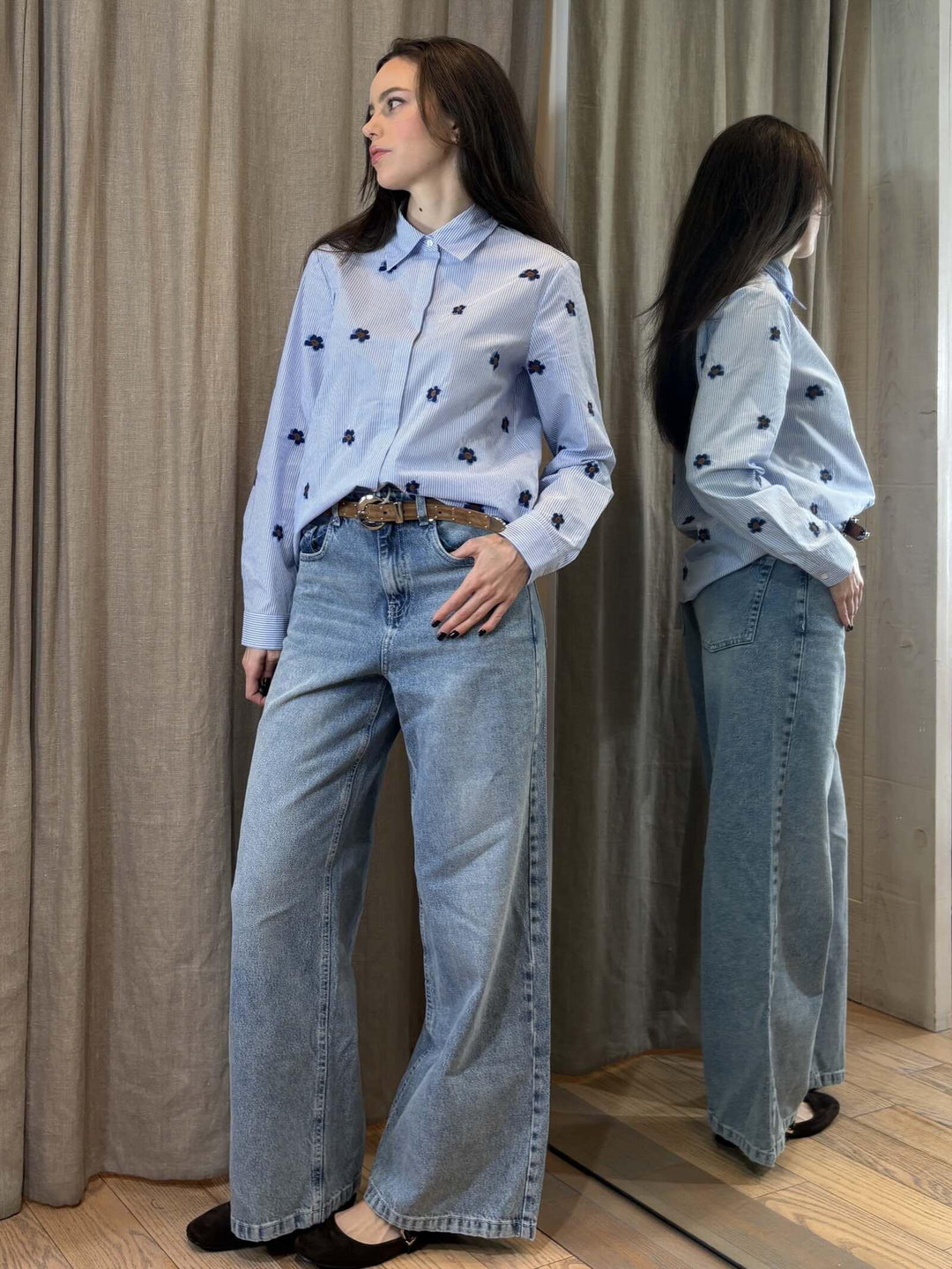 jeans a palazzo denim chiaro SOPHIE001 iBLUES