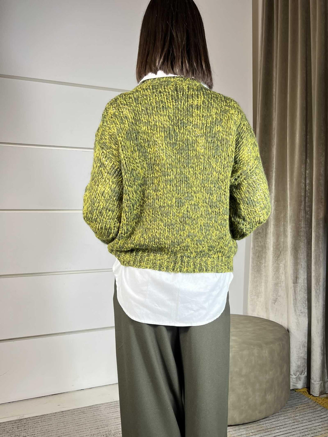 MAGLIONE GIROCOLLO VERDE IN MISTO LANA 33060FVERDE MULTICOLOR VICOLO