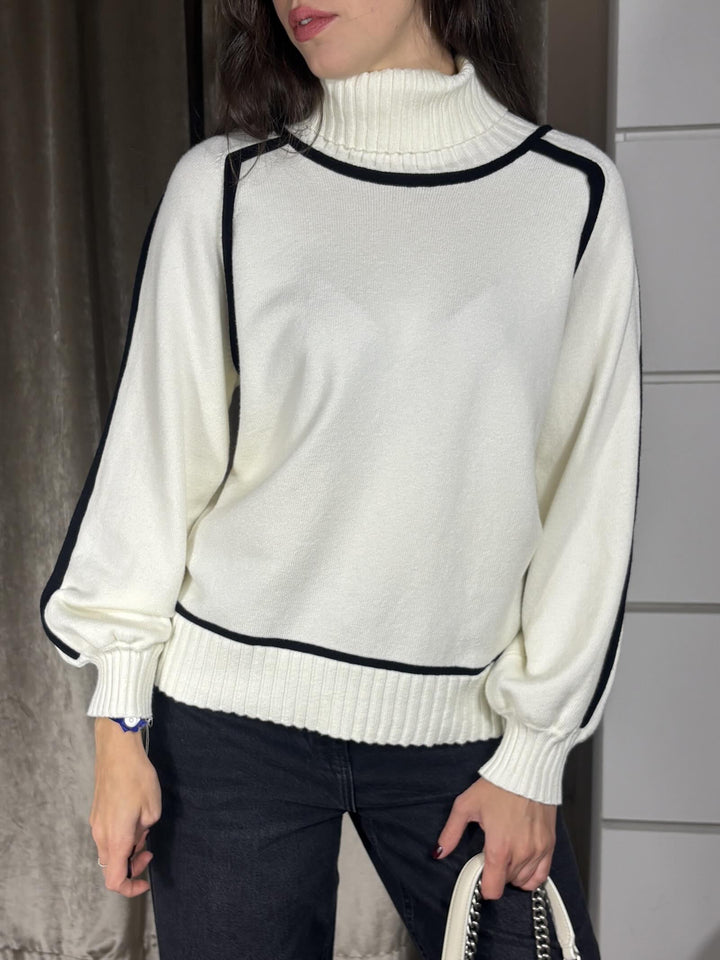 MAGLIA A COLLO ALTO BIANCA E NERA MESA5102 CARLA G. MAGLIE