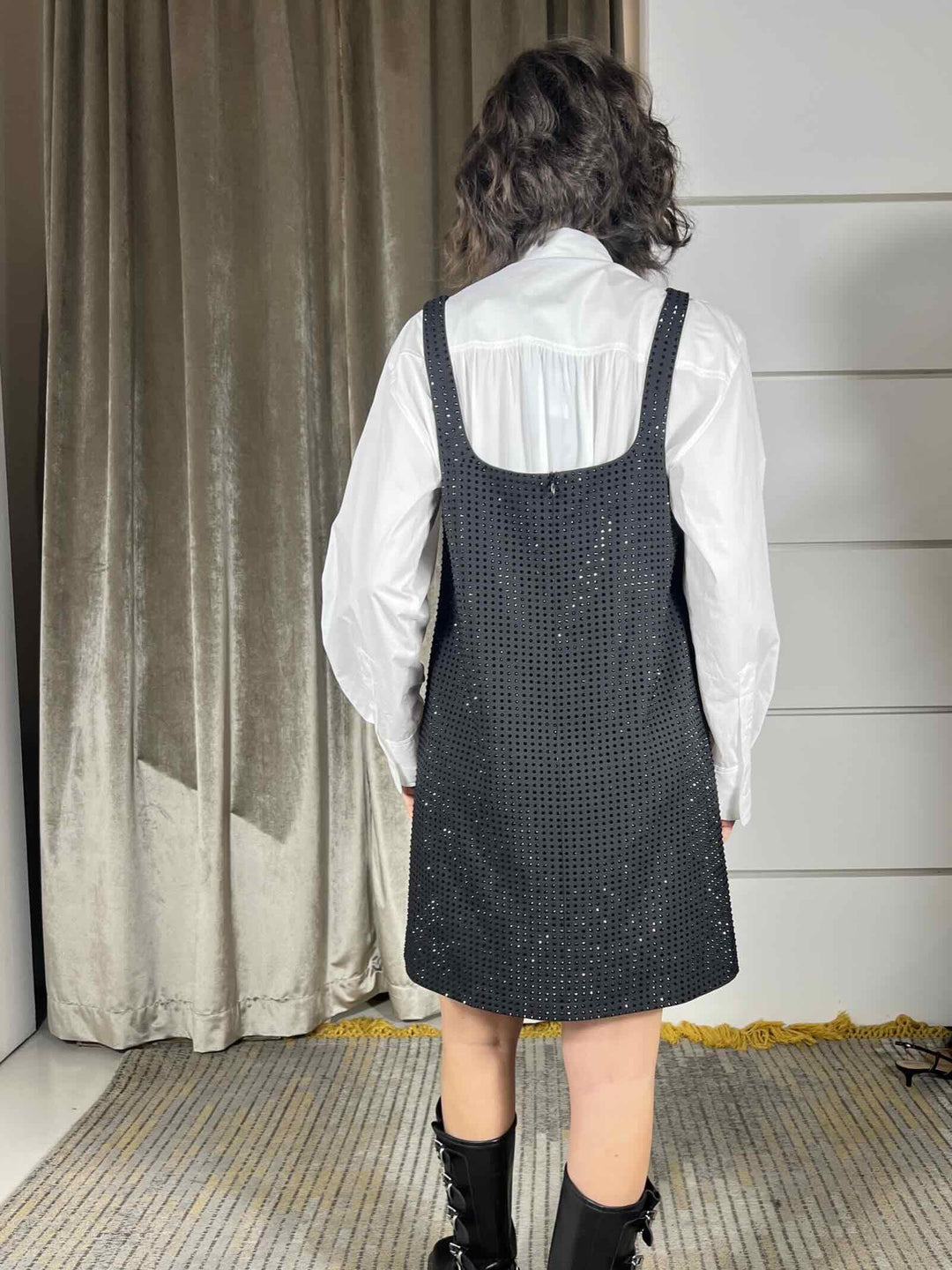 ABITO CORTO NERO CON STRASS AROA ABITOZ99 PINKO