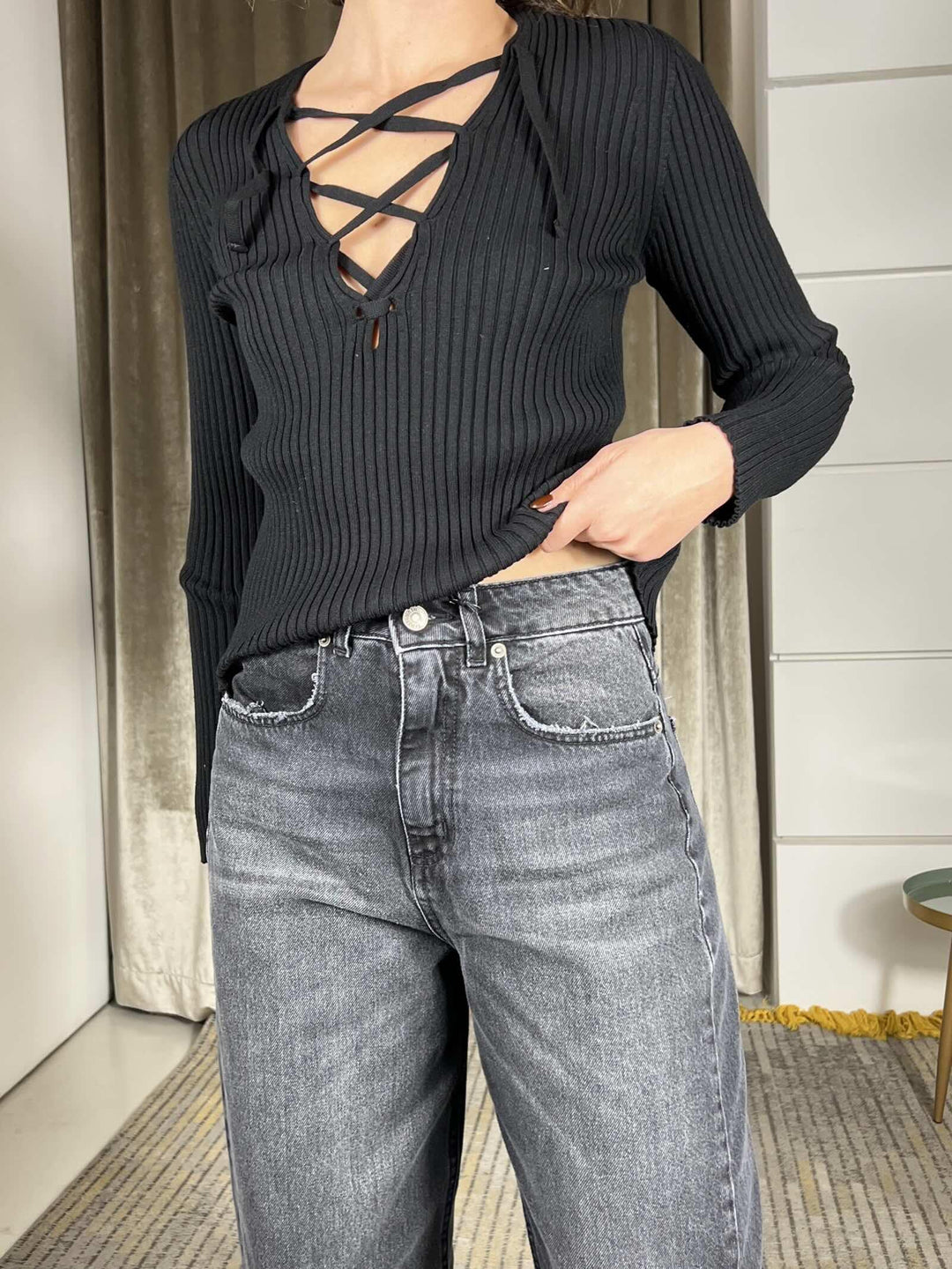 jeans egg fit nero ZORA-657PBLACK TENSIONE IN