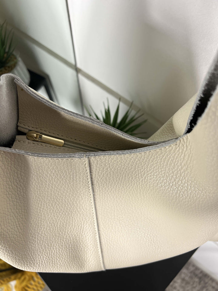 borsa in pelle a spalla beige DO-B0124BEIGE FEMME CAFE SELECTION