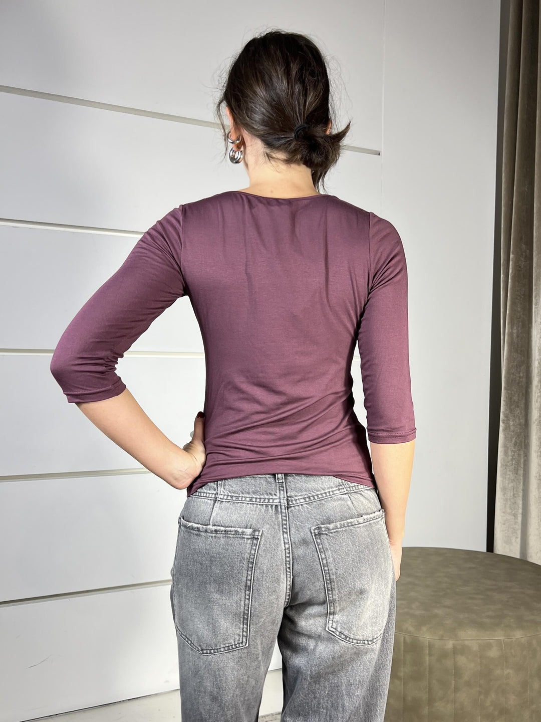 t-shirt scollo quadro manica 3/4  vino 250801VINO SUSY MIX