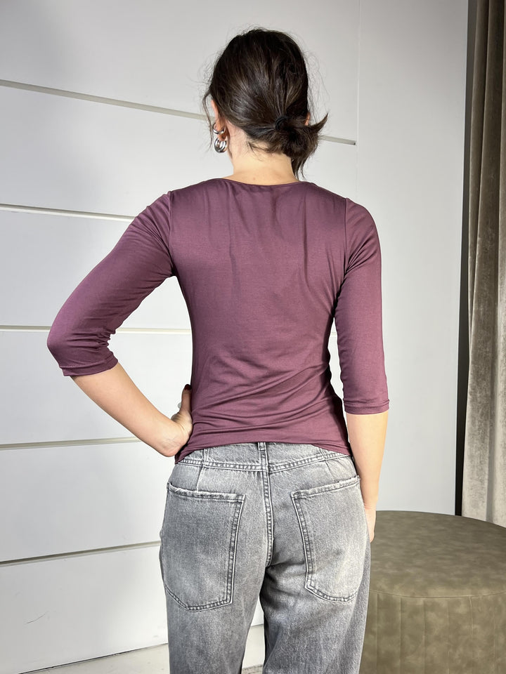 t-shirt scollo quadro manica 3/4  vino 250801VINO SUSY MIX