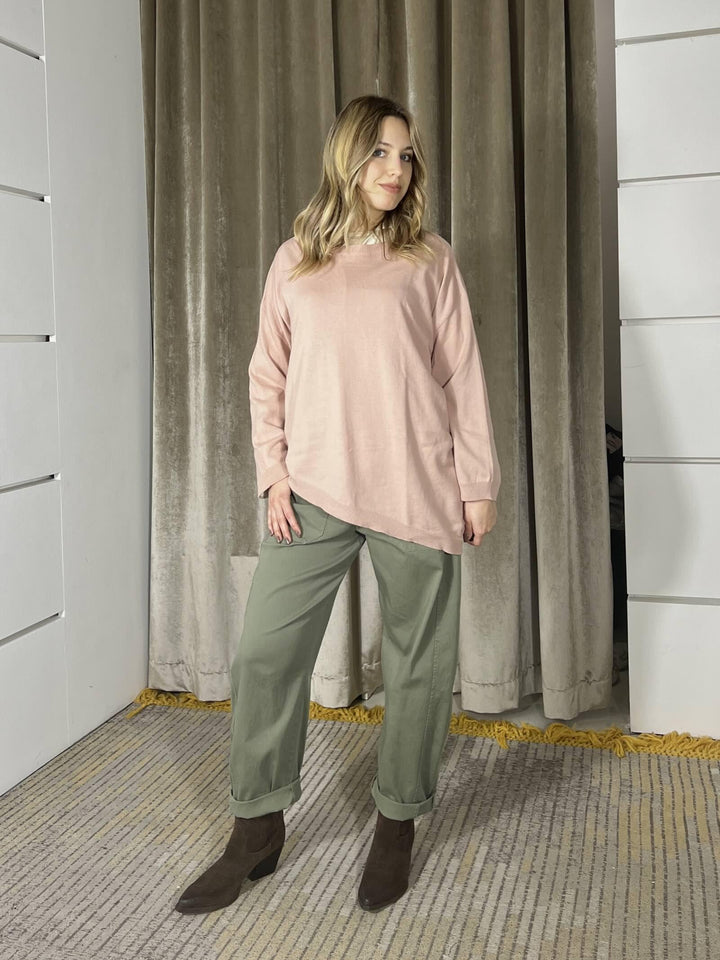 maglia in cotone rosa phard asimmetrica con scollo a barchetta 61154ROSA PHARD SUSY MIX