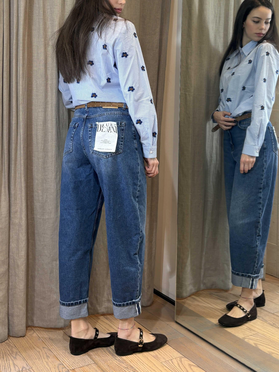jeans barrel con risvolto denim medio CHARLOTTE001 iBLUES