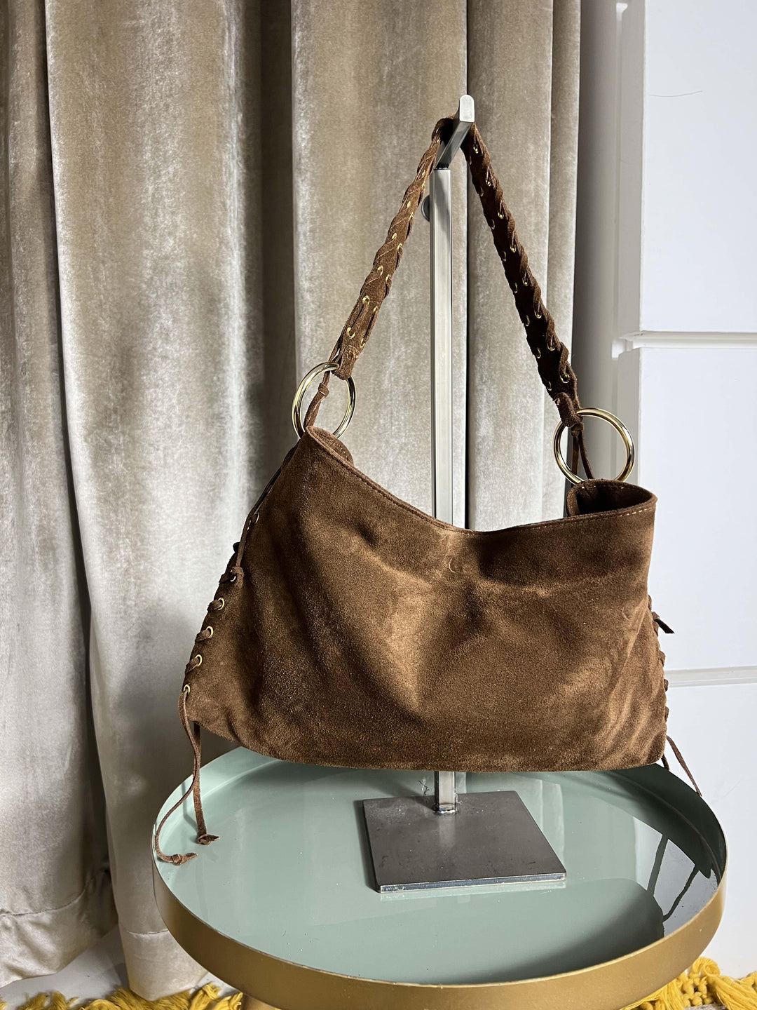 borsa in camoscio in vera pelle bruciato 604021 BRUCIATO FEMME CAFE SELECTION