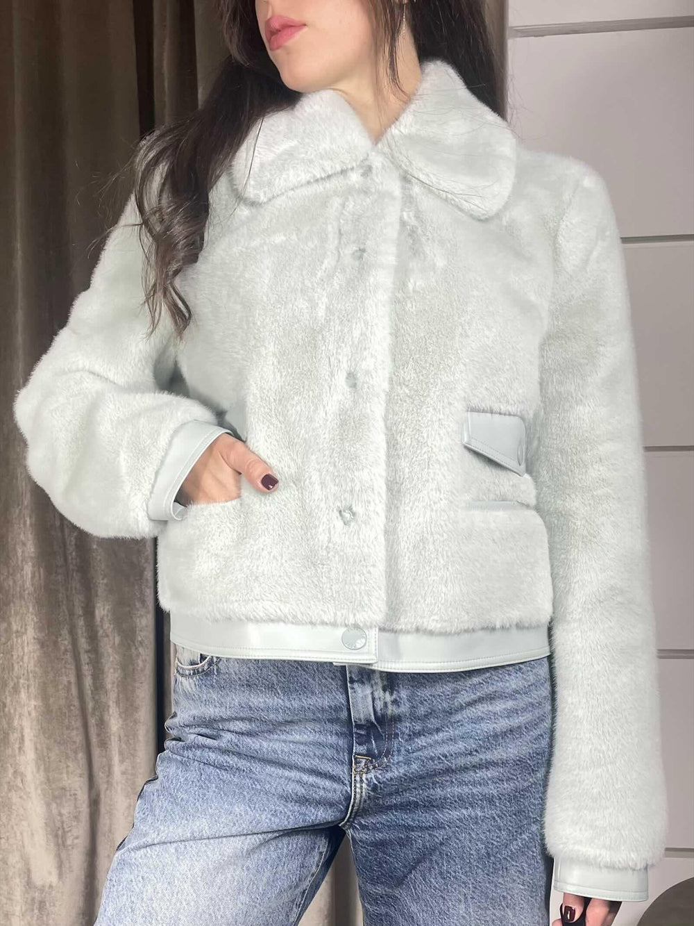 GIUBBOTTO CORTO IN ECOPELLICCIA 8O0204E073G613 PATRIZIA PEPE PREVIEW