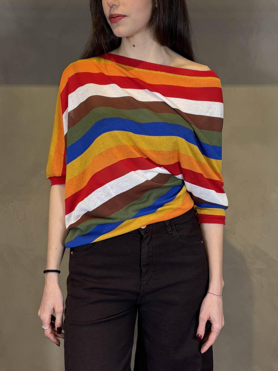 maglia asimmetrica a righe colorate MAUL5060 CARLA G. MAGLIE