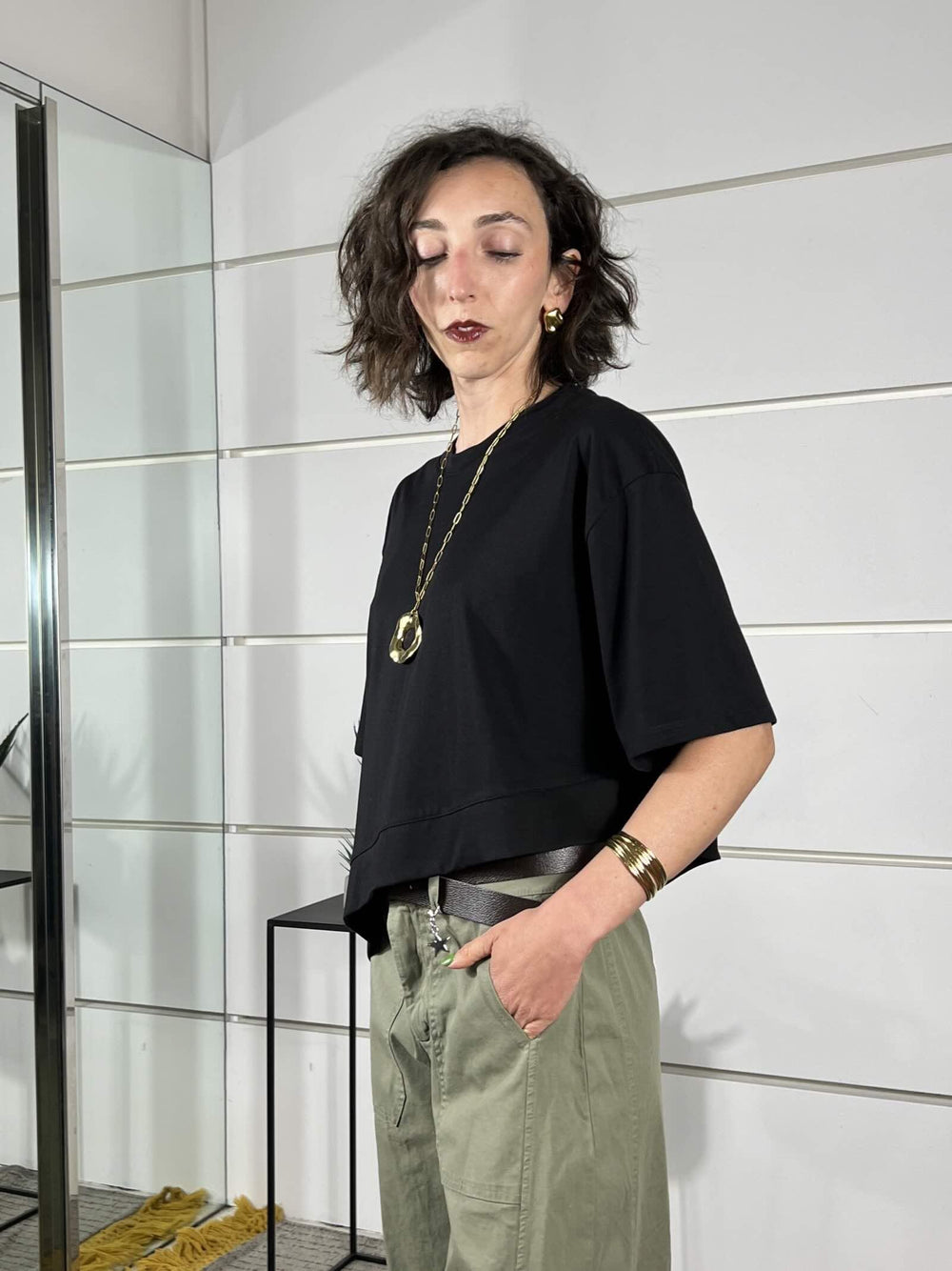 t-shirt girocollo nera nero UAB0281NERO 99 VICOLO