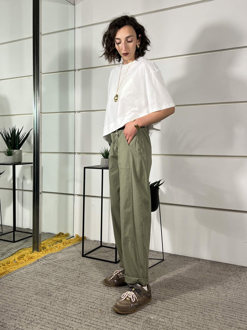 pantalone a ovetto con elastico nel retr verde militare 58300GLVERDE MILITARE SUSY MIX