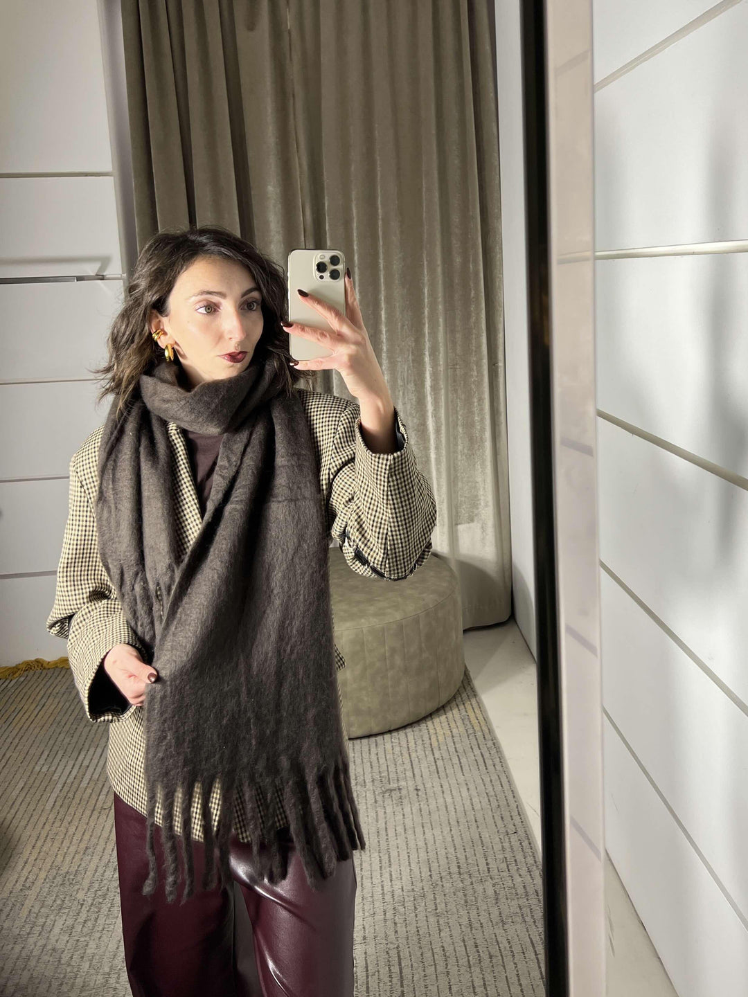 sciarpa con frange in misto lana caffe S21357CAFFE FEMME CAFE SELECTION