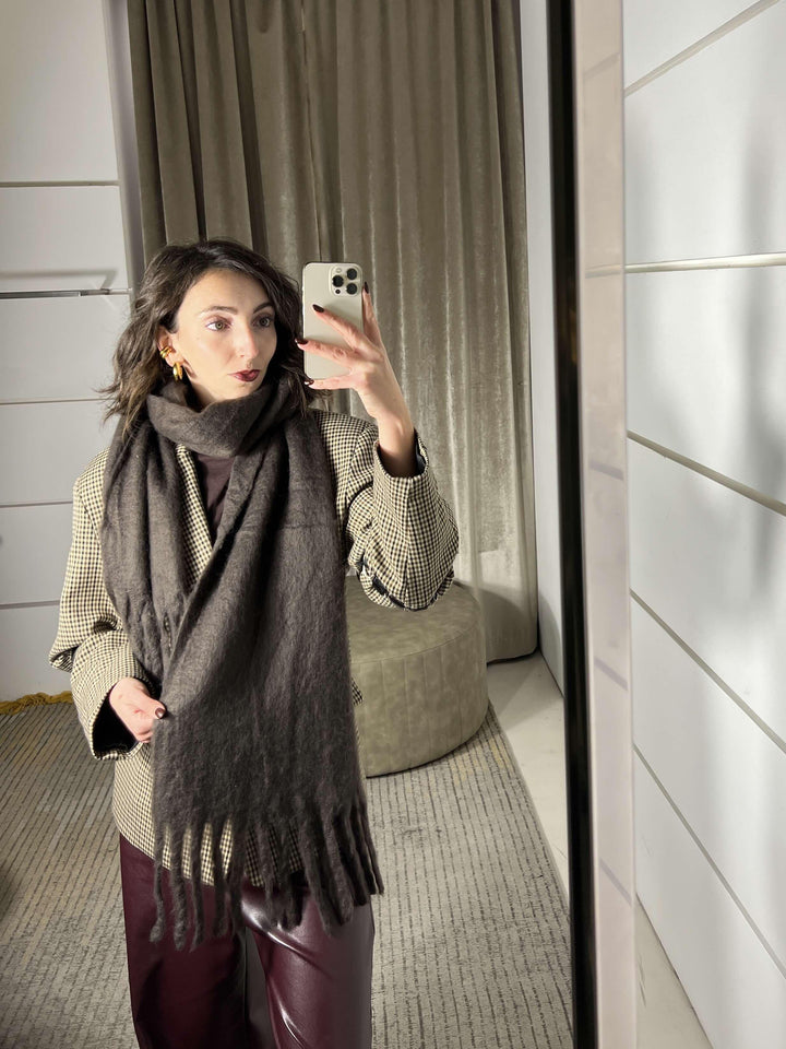 sciarpa con frange in misto lana caffe S21357CAFFE FEMME CAFE SELECTION