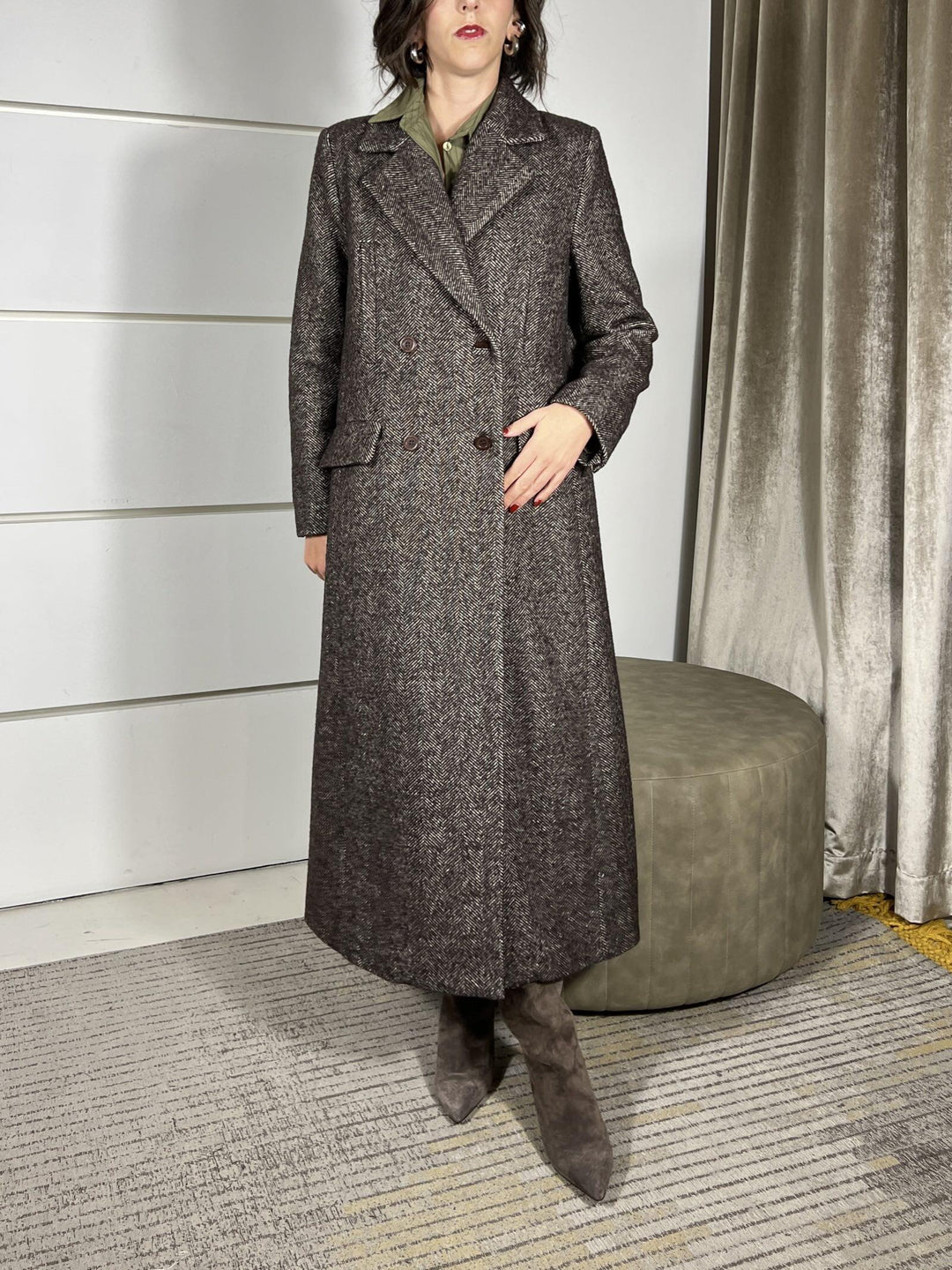 cappotto over lungo spinato moro K9990008U2866 IMPERIAL