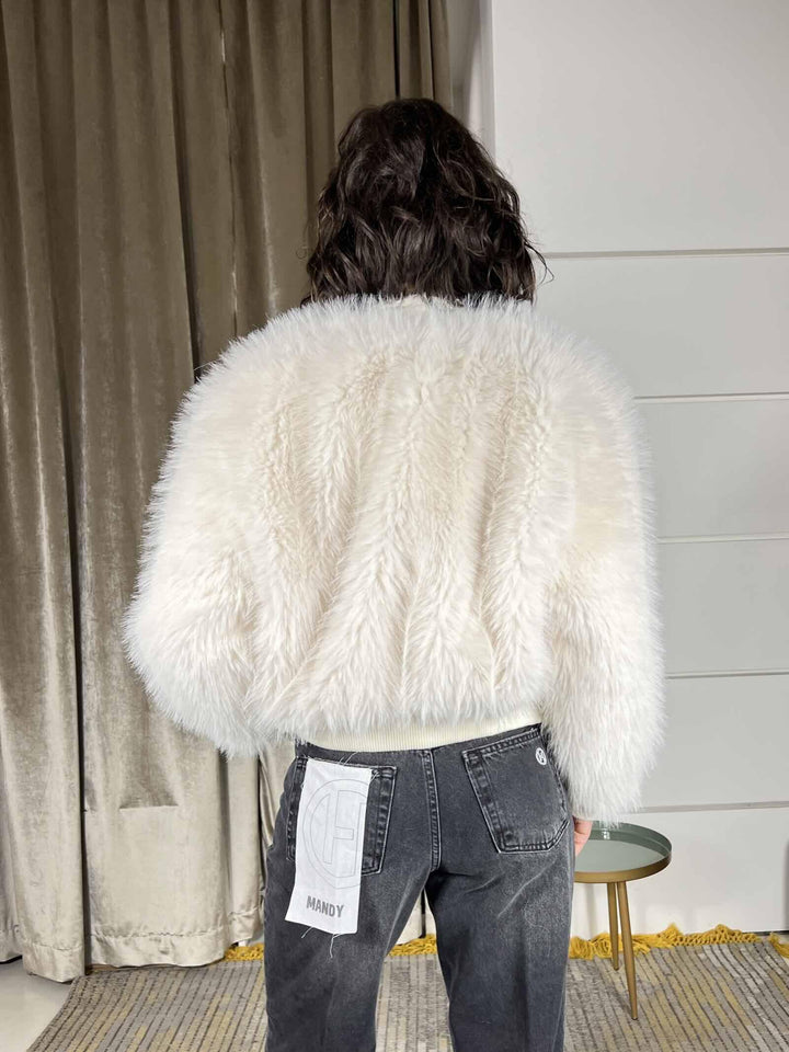 ecopelliccia corta a bomber panna KDY-P037PANNA HAVE ONE