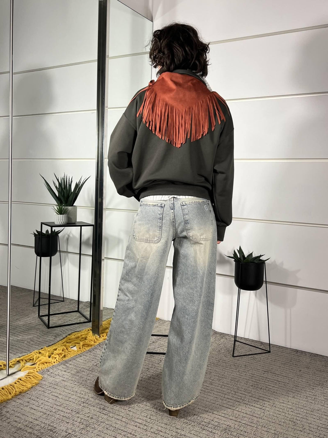 felpa con zip, modello over, garzata militare 26M3693MILITARE TENSIONE IN