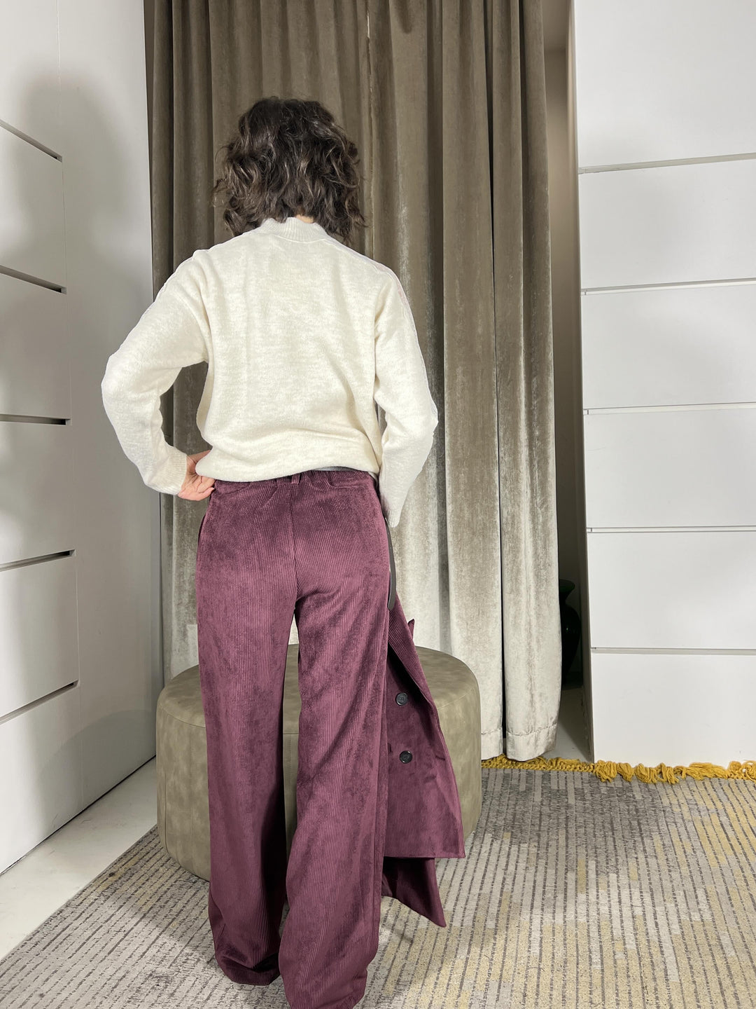 pantalone palazzo in velluto a coste vino A01N1062VINO PHILIA LOFT