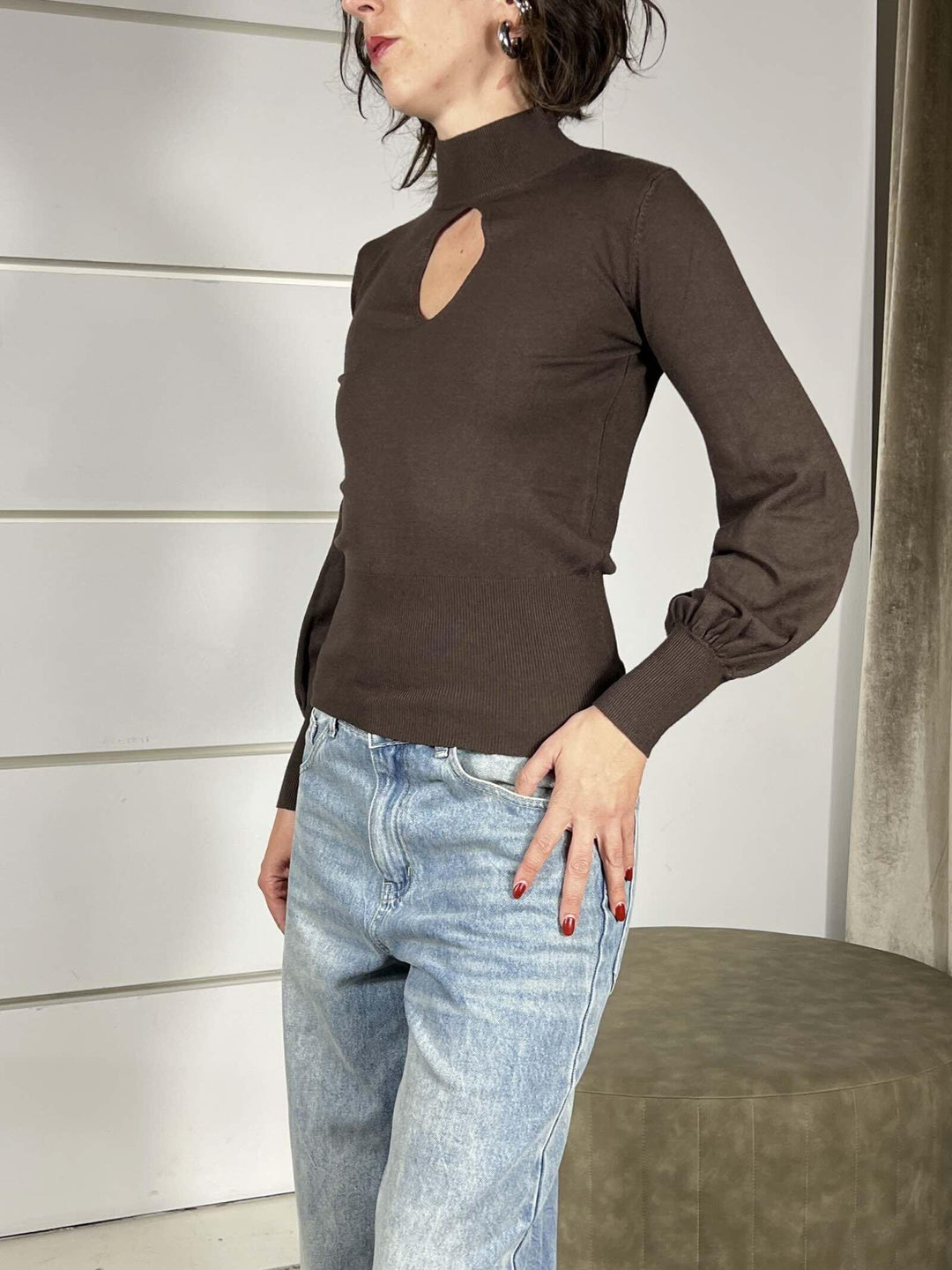 maglia a  lupetto con goccia moro 250911MORO SUSY MIX