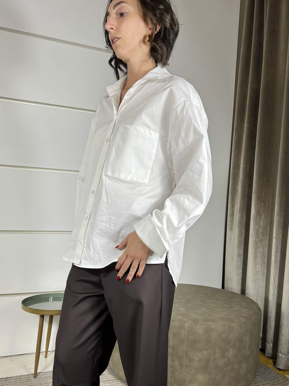 camicia over con tasca in cotone bianca CFW-P075BIANCO HAVE ONE