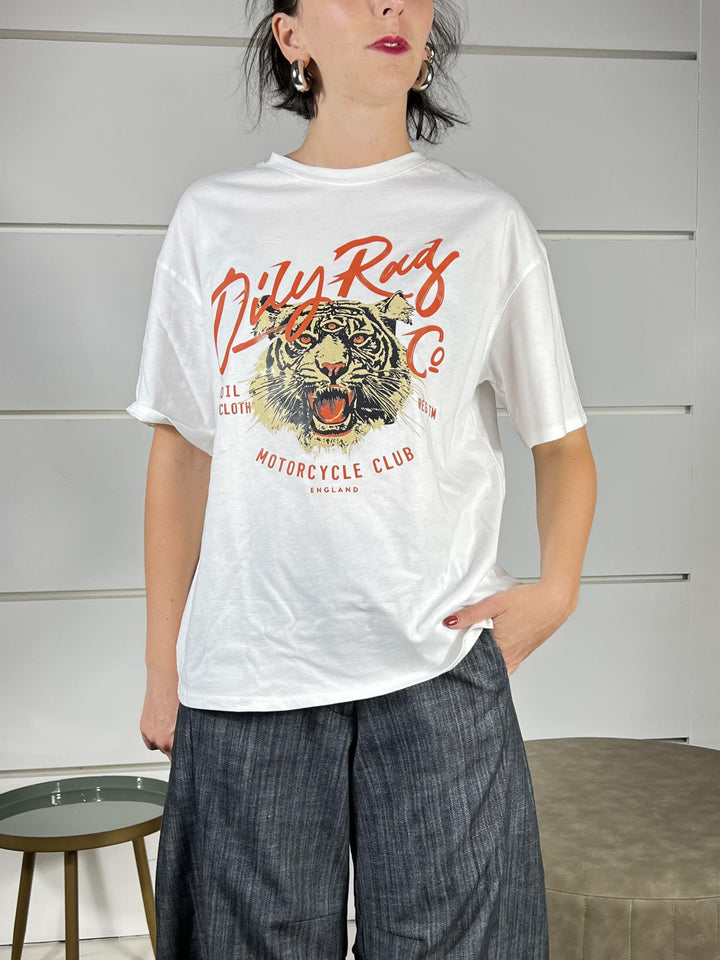 t-shirt bianca con tigre TMA-P041BURRO HAVE ONE