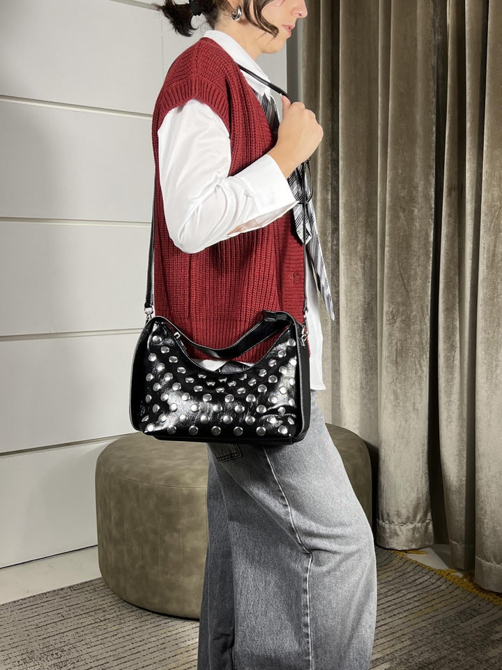 BORSA NERA CON BORCHIE PH5156BLACK FEMME CAFE SELECTION