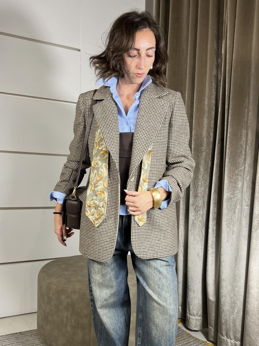 GIACCA CAPPOTTO PIED DE POULE TF0691MARRONE VICOLO