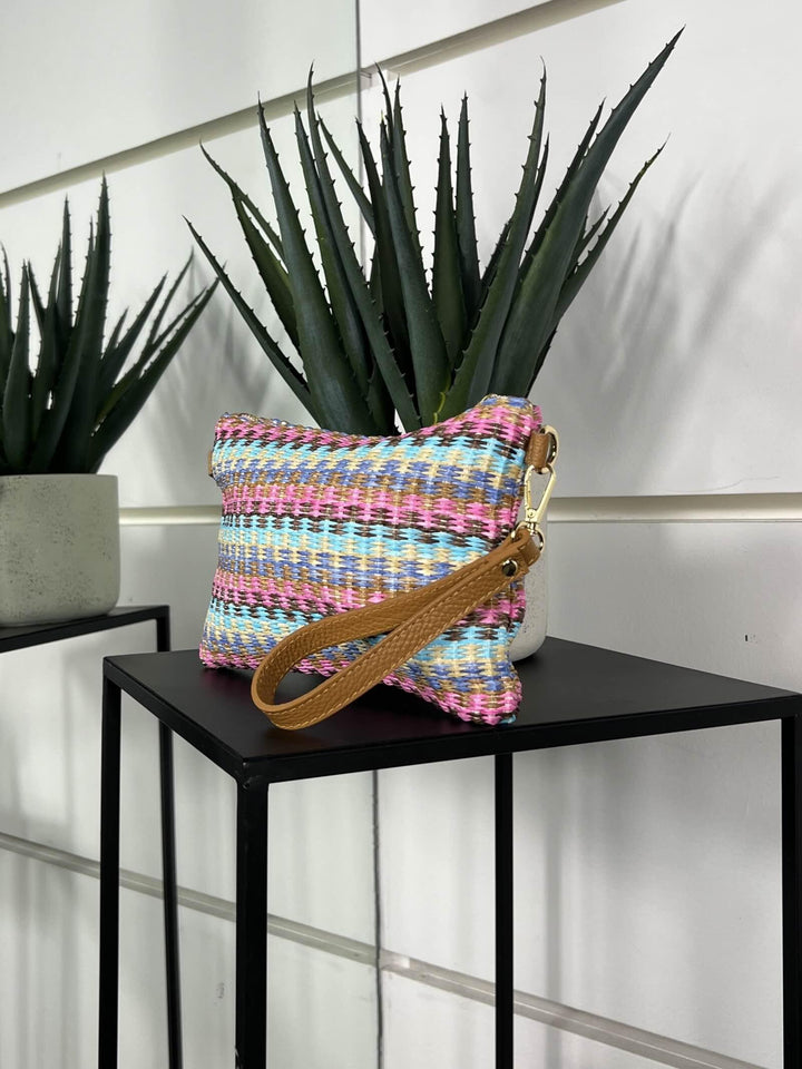 borsa in rafia a mano hawaii con tracolla in pelle RF-B0190HAWAII FEMME CAFE SELECTION