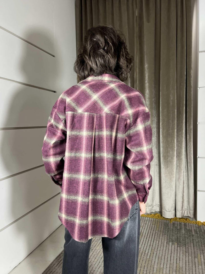 camicia check over 26C1586BORDEAUX TENSIONE IN