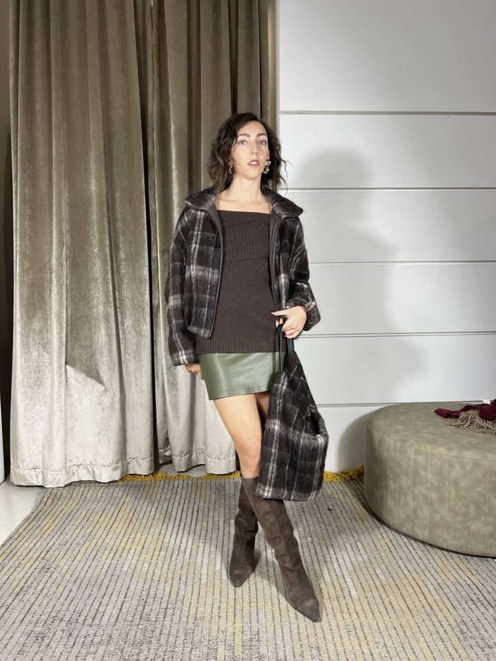 BORSA CHECK MORO IN LANA D01E0904MORO PHILIA LOFT