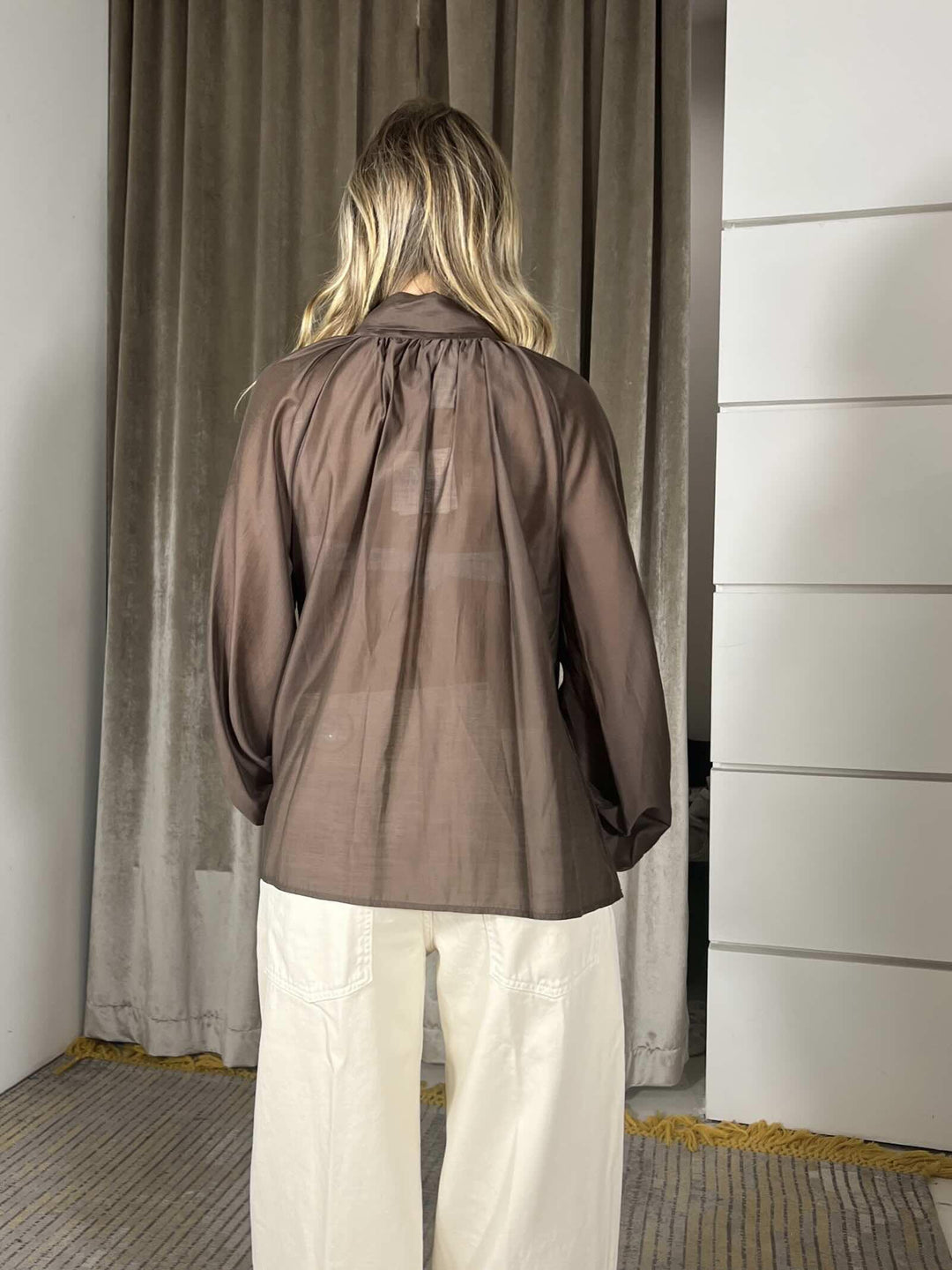 camicia in voile over con fiocco nel collo TAB0210MORO VICOLO
