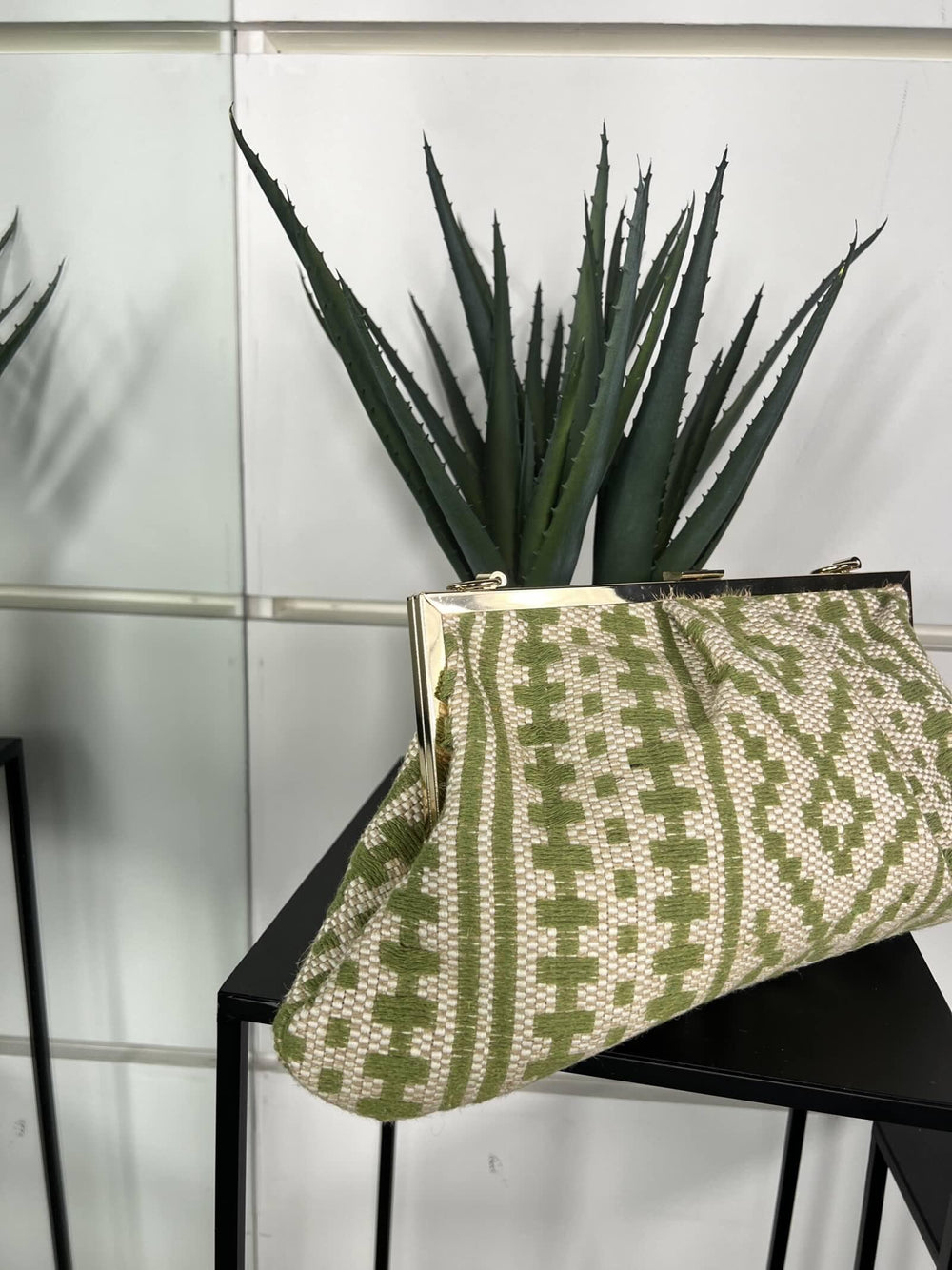 borsa a clutch con fantasia geometrica green  con tracolla FF27472GREEN FEMME CAFE SELECTION