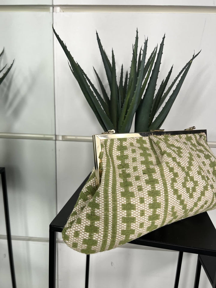 borsa a clutch con fantasia geometrica green  con tracolla FF27472GREEN FEMME CAFE SELECTION