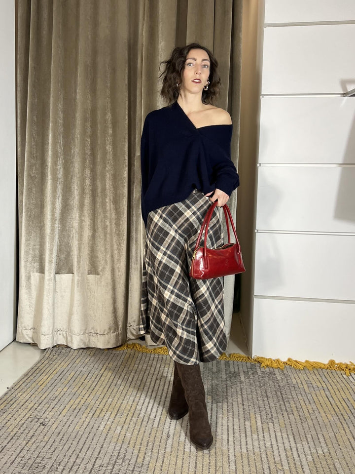 maglione scollo a v 100% lana blu WL785AI25BLU TENSIONE IN