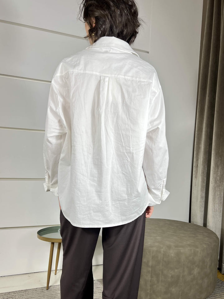 camicia over con tasca in cotone bianca CFW-P075BIANCO HAVE ONE
