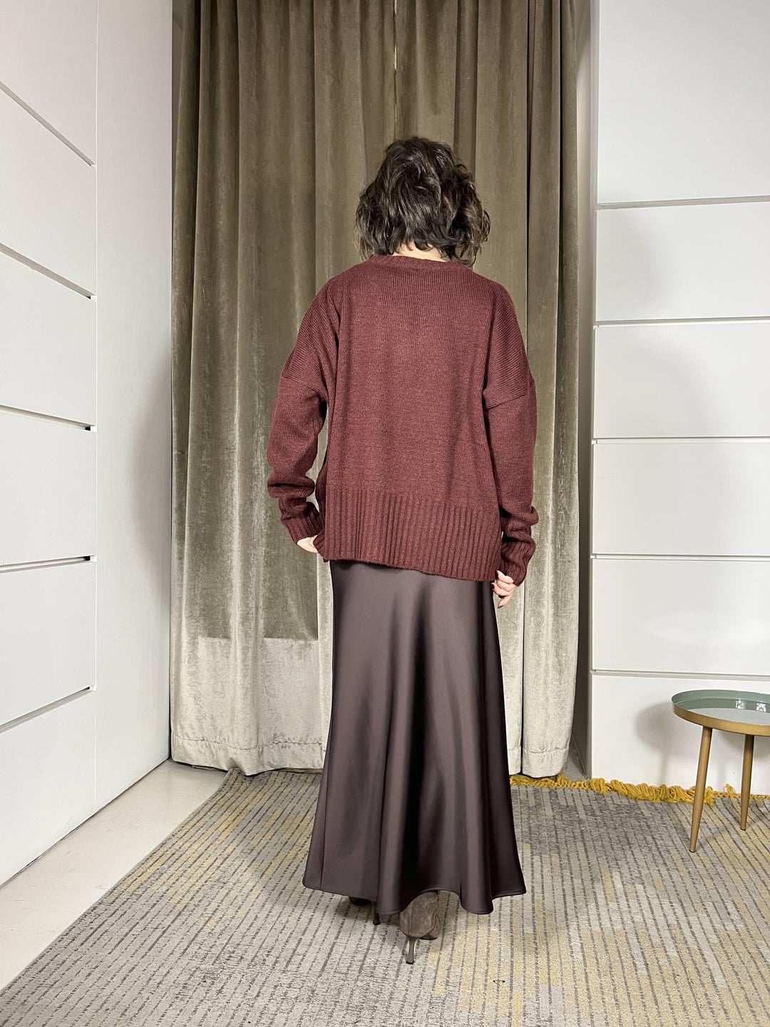 gonna satin con elastico in vita moro GHN4KBA1880 IMPERIAL