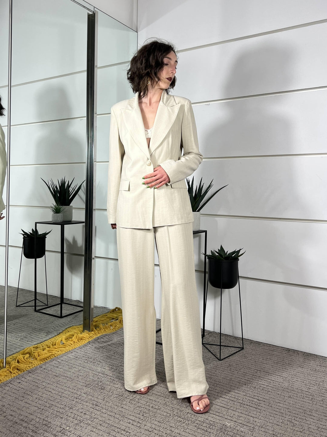 giacca gessta beige in viscosa SMXJ0055BEIGE SUSY MIX