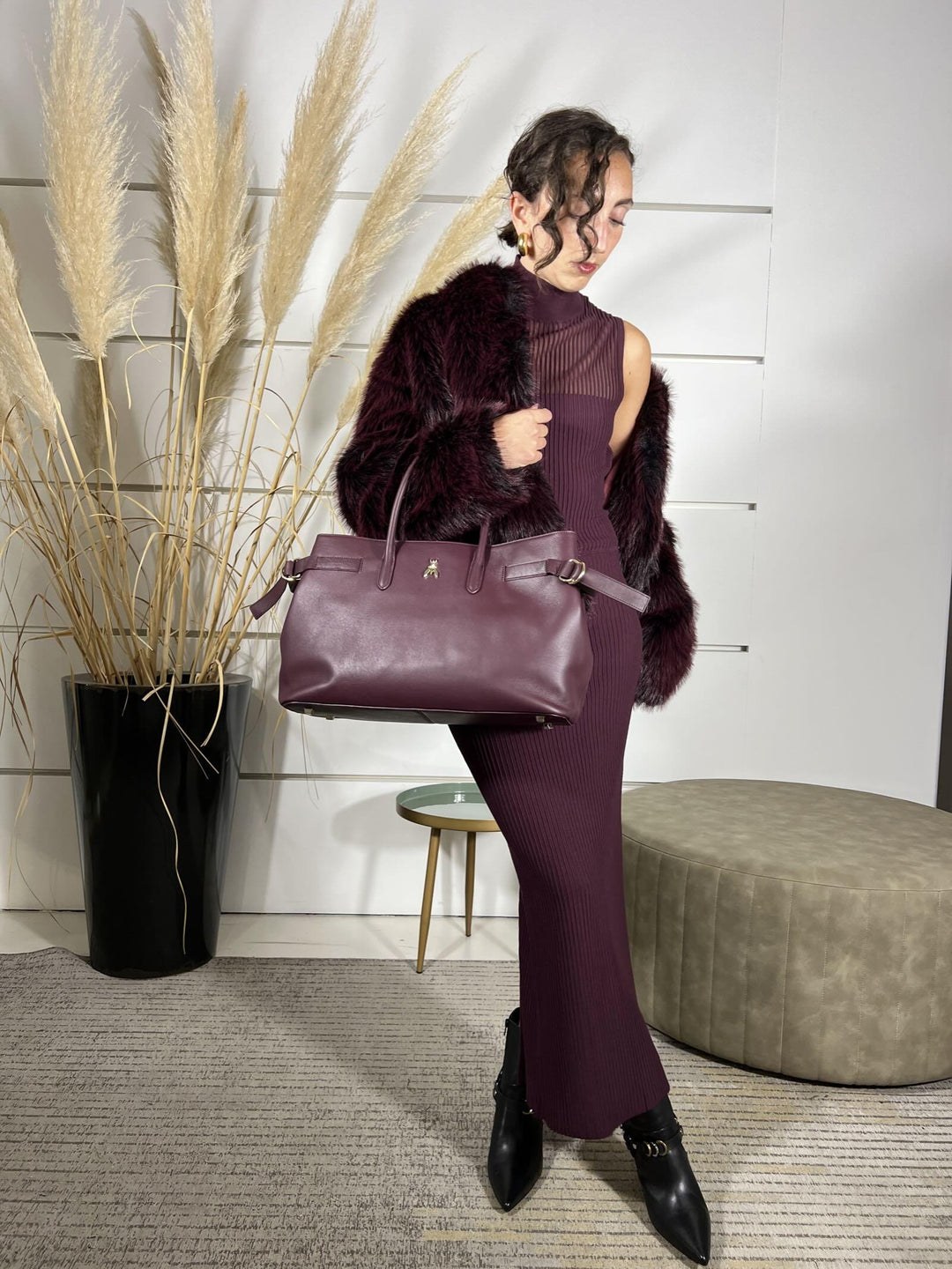 BORSA GRANDE PURPLE RED IN PELLE 8B0270L162M536 PATRIZIA PEPE PREVIEW
