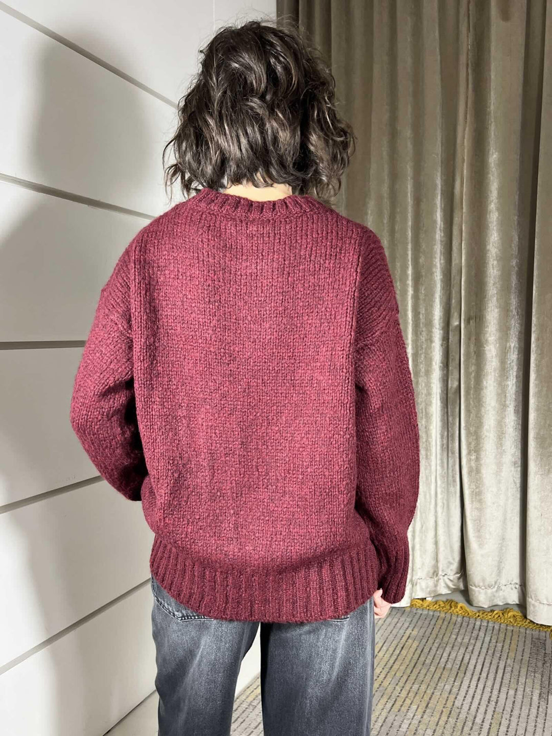 maglione girocollo in misto lana e alpaca bordeaux 33057FBORDEAUX VICOLO